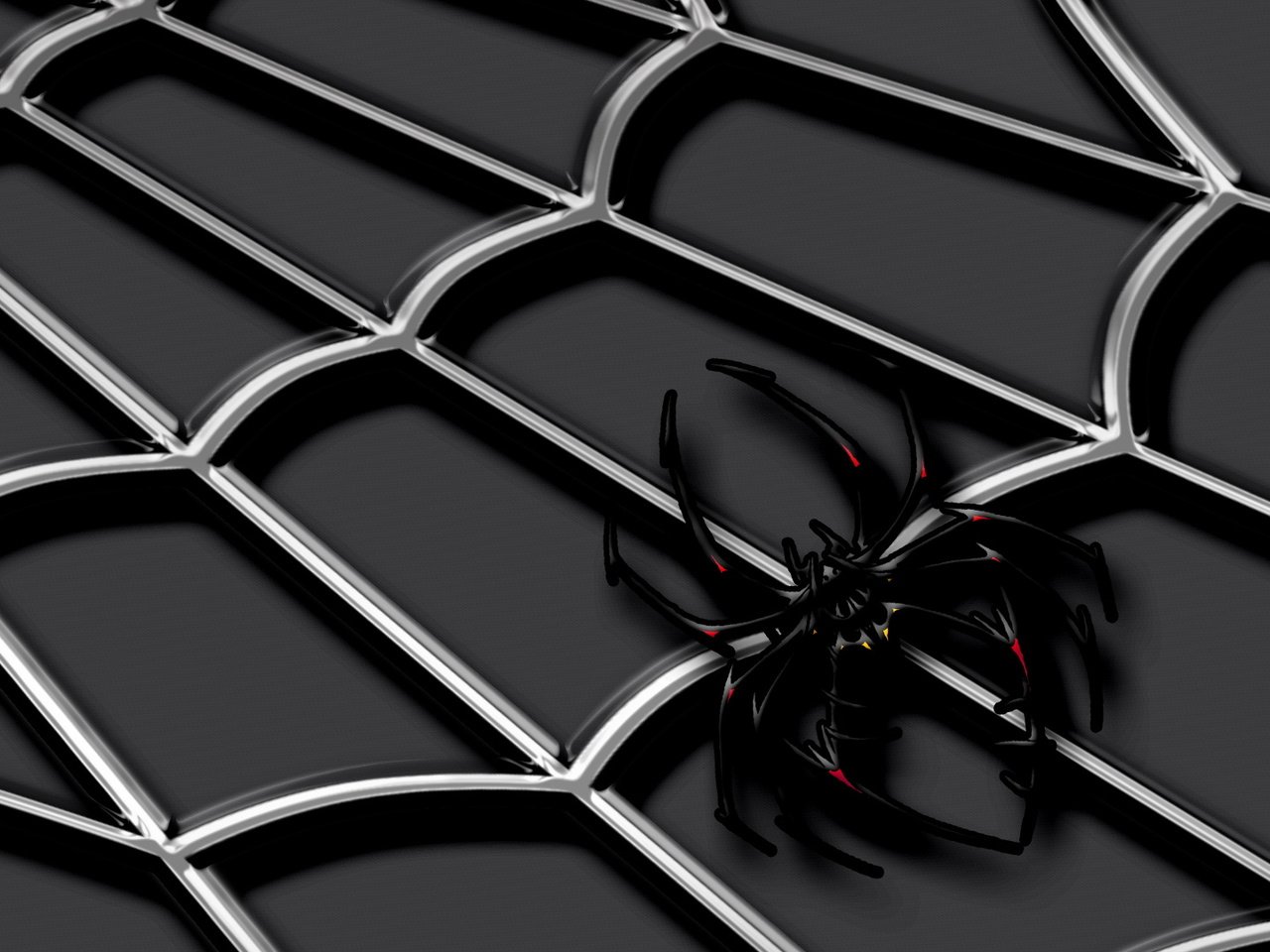 Обои черный фон, паук, паутина, серебро, 3д, black background, spider, web, silver, 3d разрешение 1920x1080 Загрузить