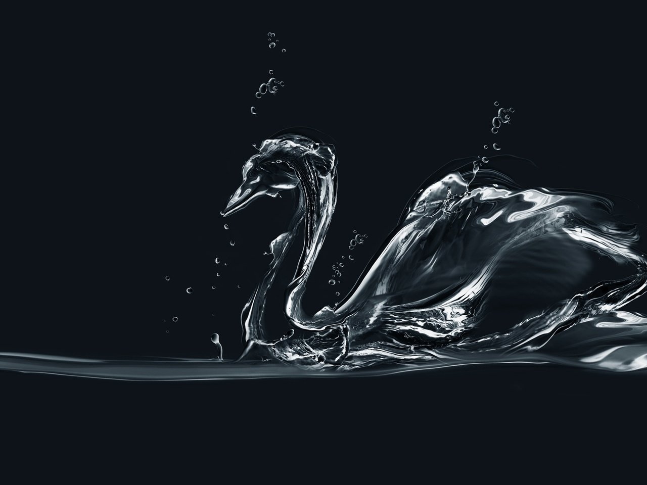 Обои вода, лебедь, минимаизм, мыльные пузыри, деятель, water, swan, minimalism, bubbles, figure разрешение 1920x1080 Загрузить