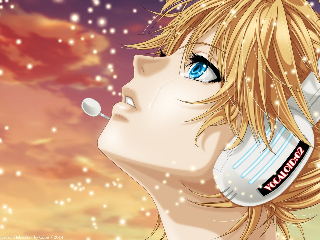 Обои арт, парень, наушники, профиль, вокалоид, слезы, kagamine len, art, guy, headphones, profile, vocaloid, tears разрешение 2560x1600 Загрузить