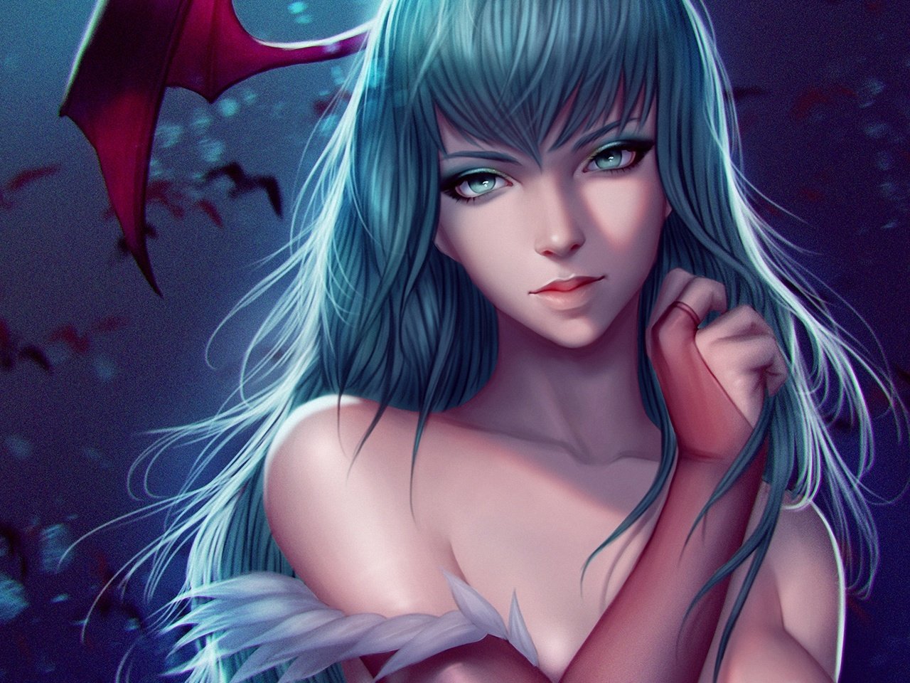 Обои арт, рука, девушка, фэнтези, лицо, морриган, darkstalkers, art, hand, girl, fantasy, face, morrigan разрешение 1920x1328 Загрузить