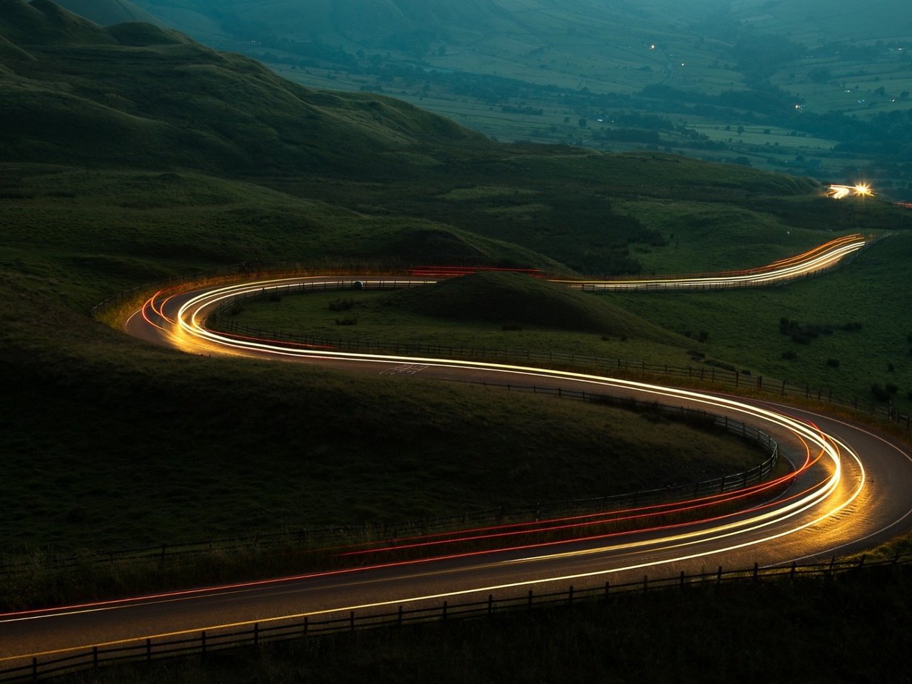 Обои дорога, ночь, огни, серпантин, road, night, lights, serpentine разрешение 1920x1200 Загрузить