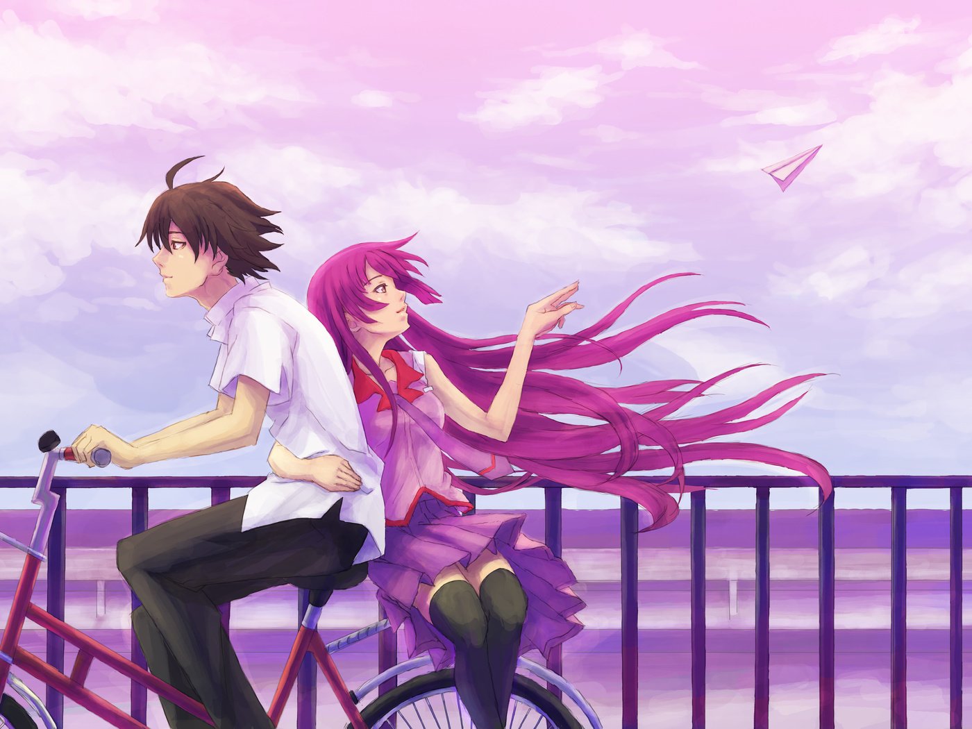 Обои девушка, аниме, bakemonogatari, velosiped, girl, anime разрешение 4093x2894 Загрузить