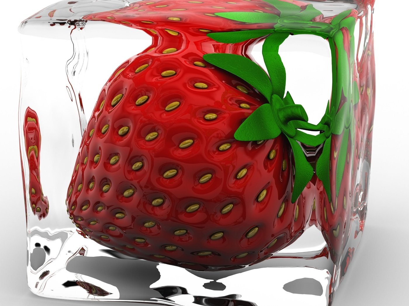 Обои клубника, лёд, куб, 3д, strawberry, ice, cube, 3d разрешение 1920x1080 Загрузить