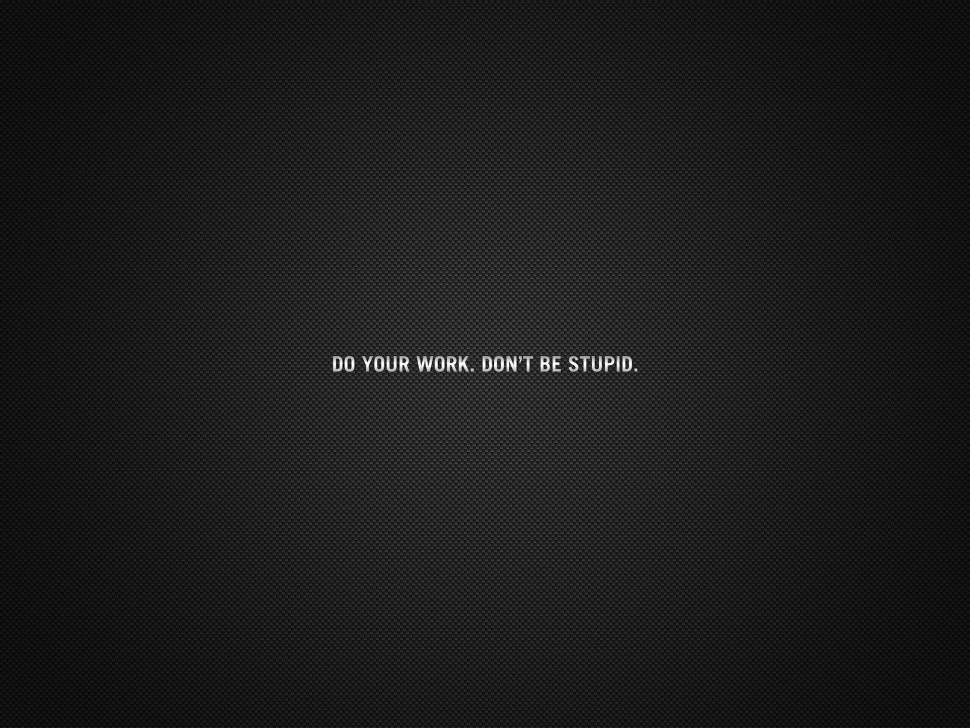 Обои do your work. don`t be stupid, do your work. don't be stupid разрешение 1920x1200 Загрузить