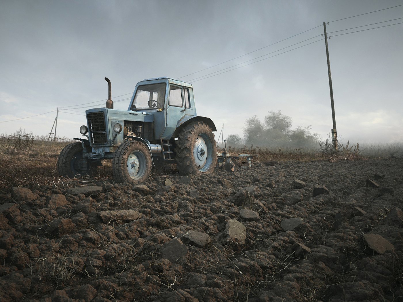 Обои небо, поле, трактор, 3д, беларус, the sky, field, tractor, 3d, belarus разрешение 1920x1200 Загрузить