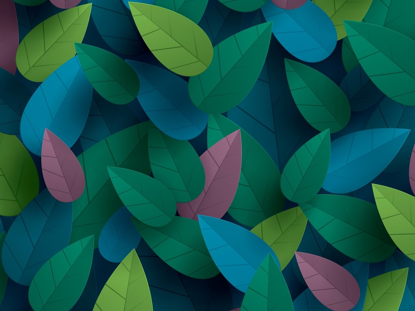 Обои листья, разноцветные, объем, 3д, leaves, colorful, the volume, 3d разрешение 2500x1556 Загрузить