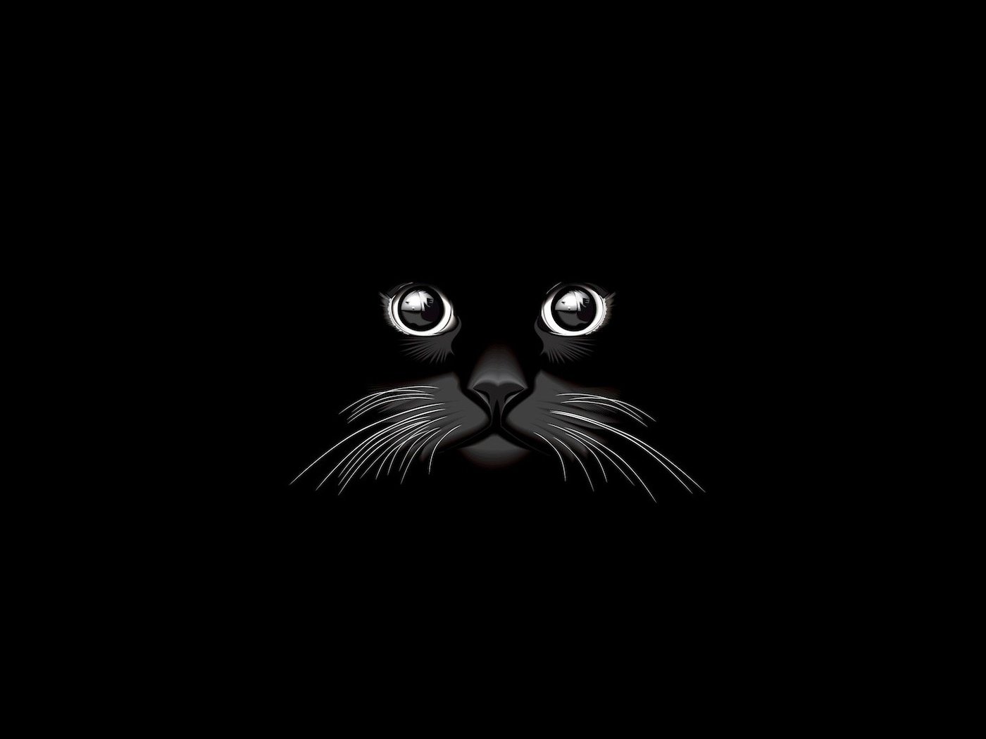 Обои вектор, кот, черный, графика, черный фон, vector, cat, black, graphics, black background разрешение 1920x1080 Загрузить