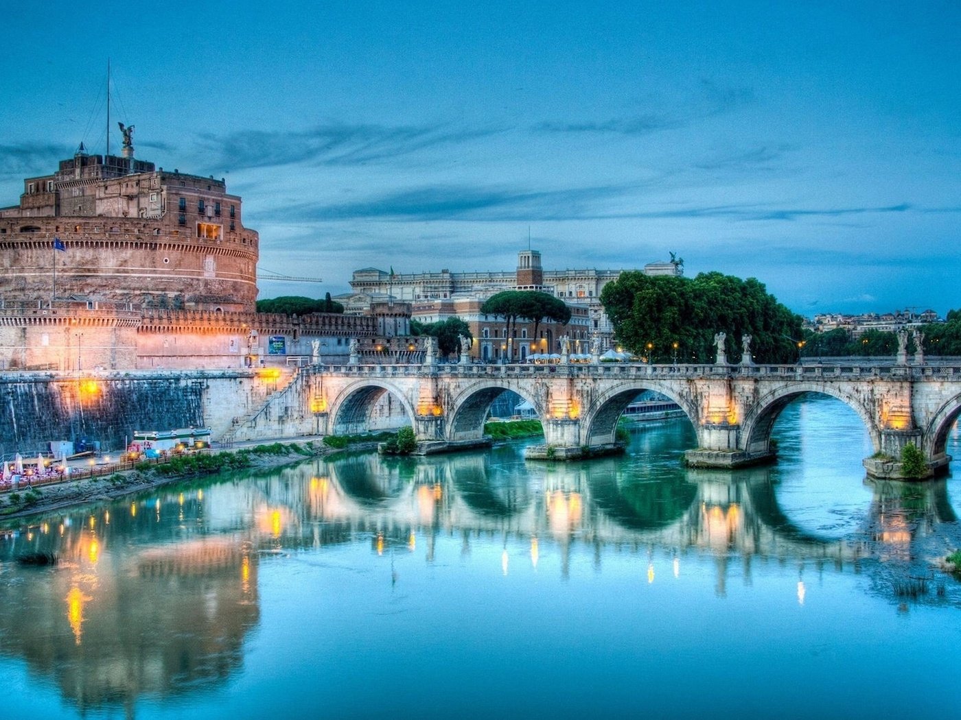 Обои река, мост, италия, рим, замок святого ангела, тибр, river, bridge, italy, rome, castel sant'angelo, the tiber разрешение 2708x1523 Загрузить