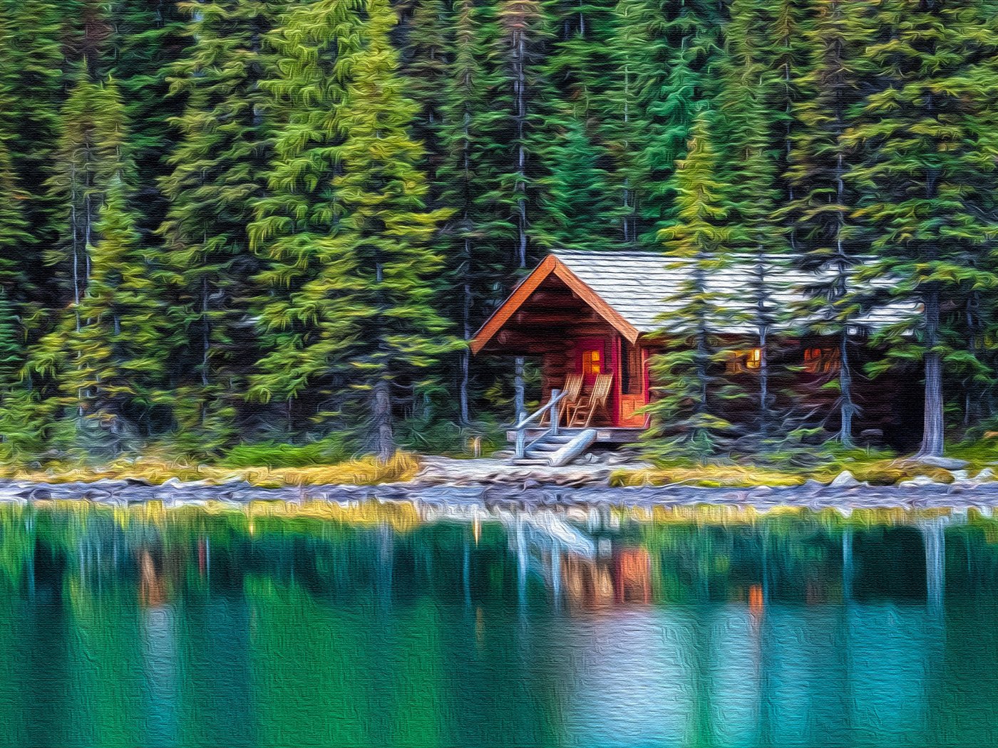 Обои деревья, озеро, лес, отражение, дом, хижина, trees, lake, forest, reflection, house, hut разрешение 3840x2160 Загрузить