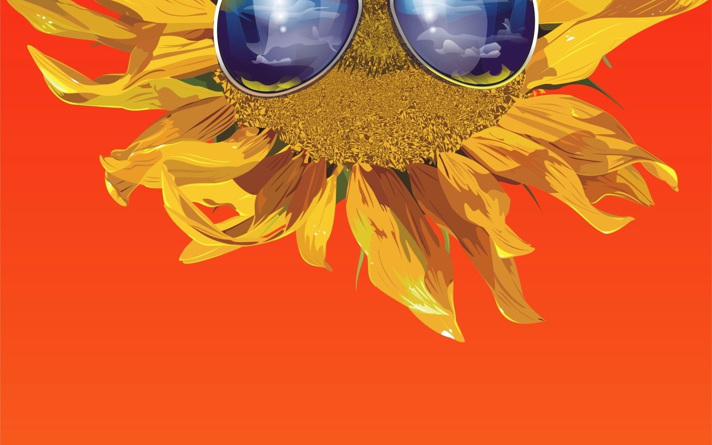 Обои вектор, очки, подсолнух, оранжевый, vector, glasses, sunflower, orange разрешение 1920x1440 Загрузить