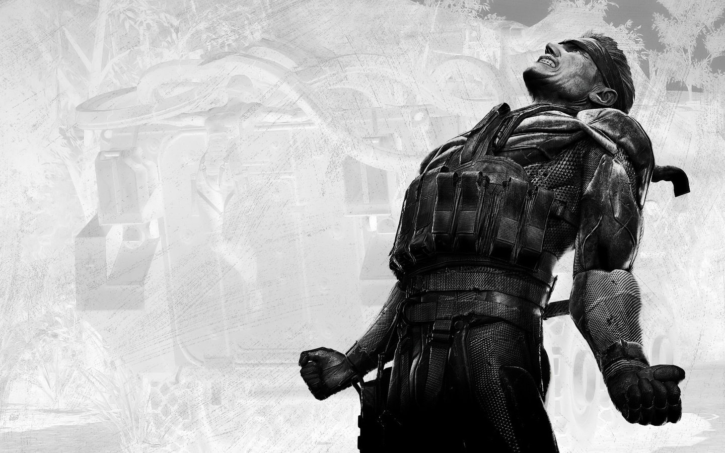 Обои черно-белая, metal gear solid, змейка, black and white, snake разрешение 1920x1170 Загрузить