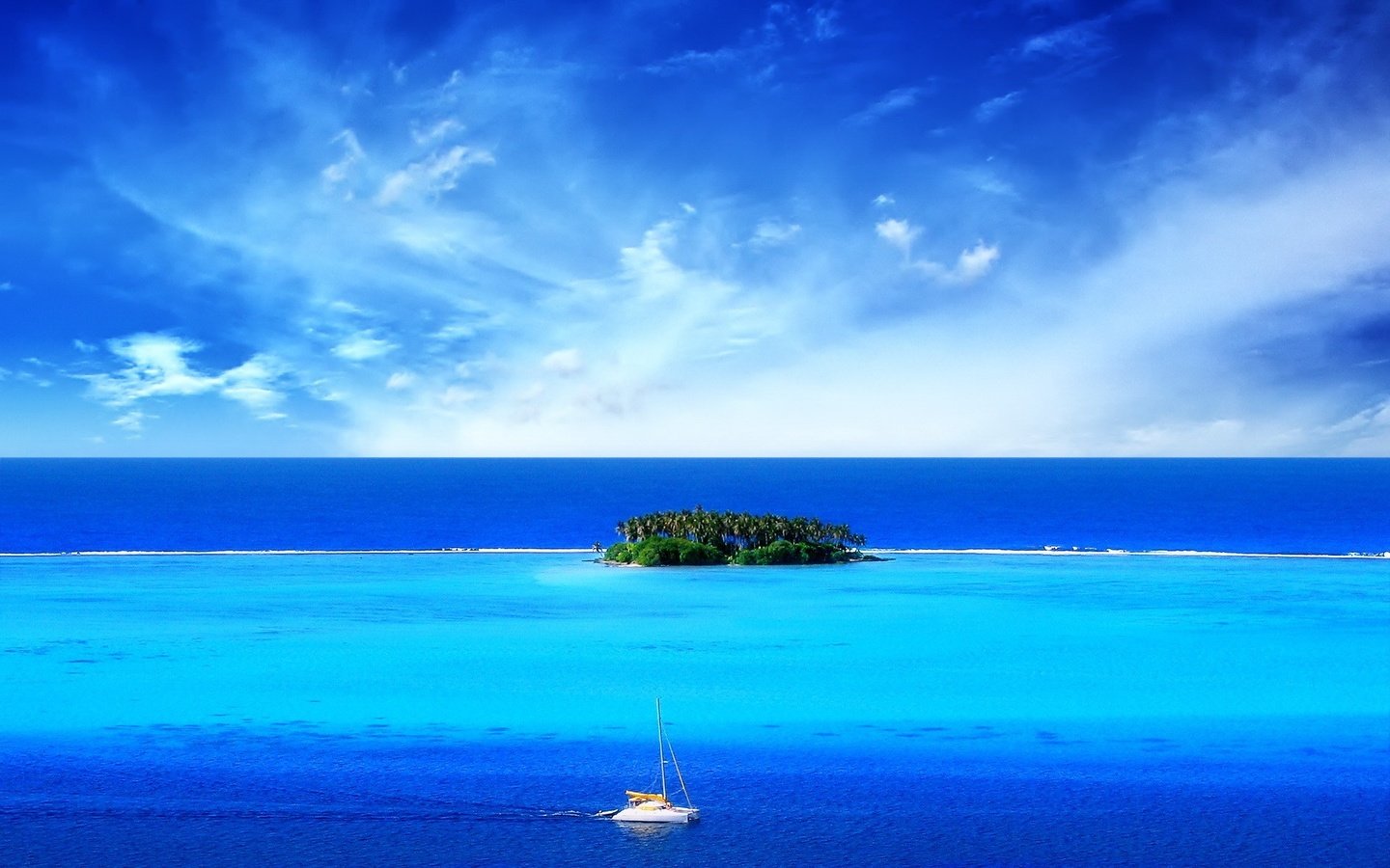 Обои синий, море, лодка, остров, тропики, blue, sea, boat, island, tropics разрешение 1920x1200 Загрузить