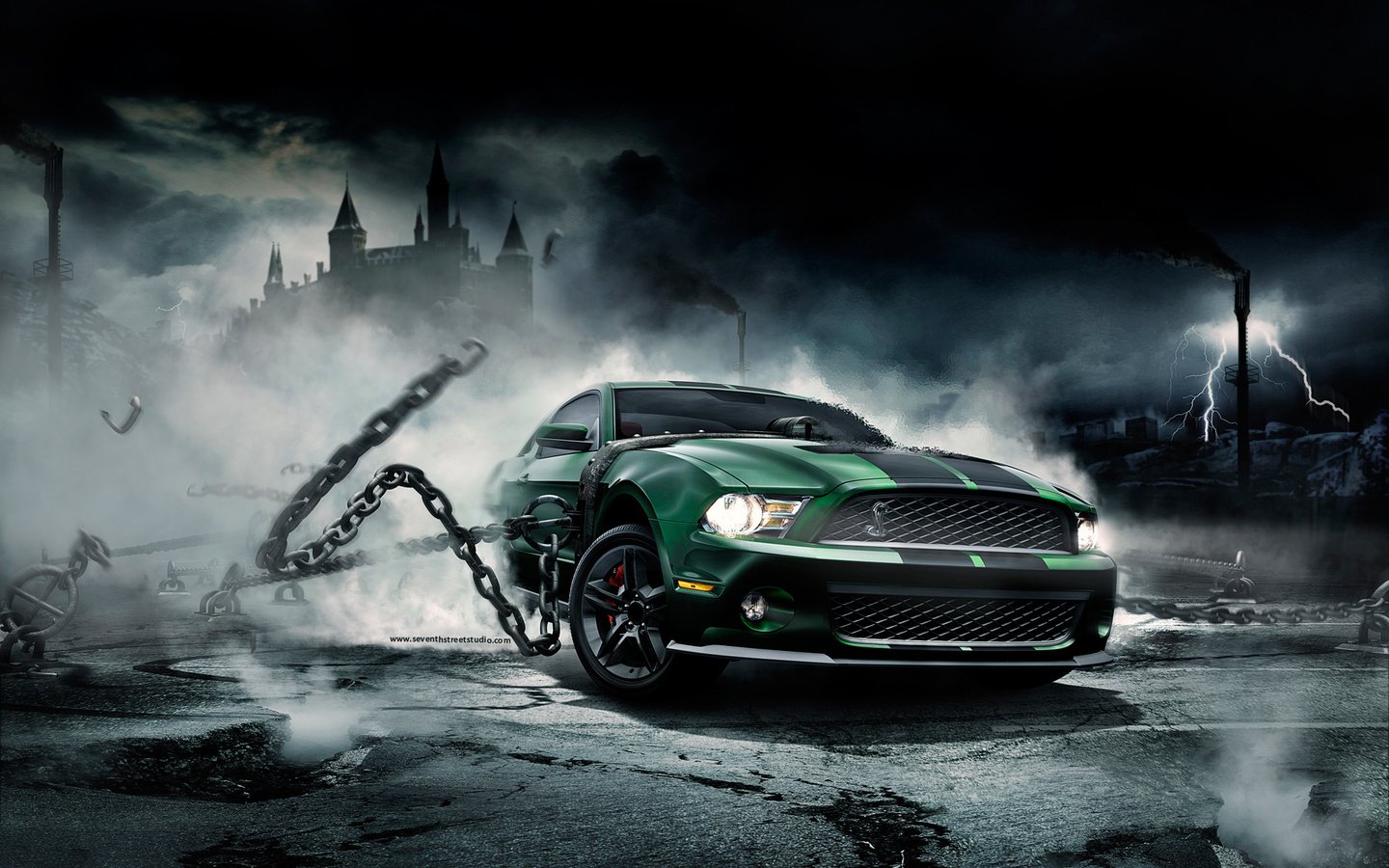 Обои автомобиль, цепи, мустанг, mustang monster, car, chain, mustang разрешение 1920x1200 Загрузить