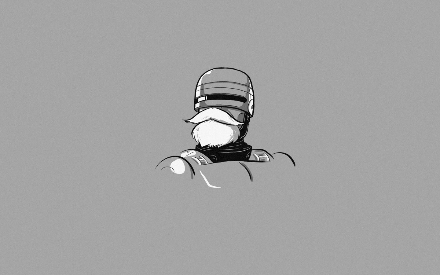 Обои арт, усы, робот, минимализм, серый фон, юмор, robocop, art, mustache, robot, minimalism, grey background, humor разрешение 1920x1080 Загрузить