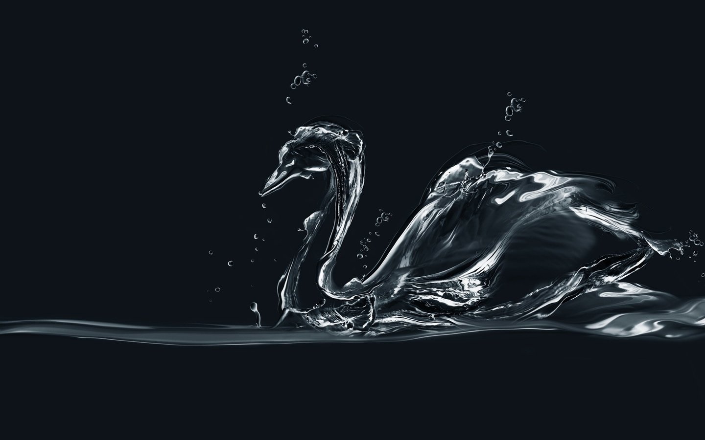 Обои вода, лебедь, минимаизм, мыльные пузыри, деятель, water, swan, minimalism, bubbles, figure разрешение 1920x1080 Загрузить