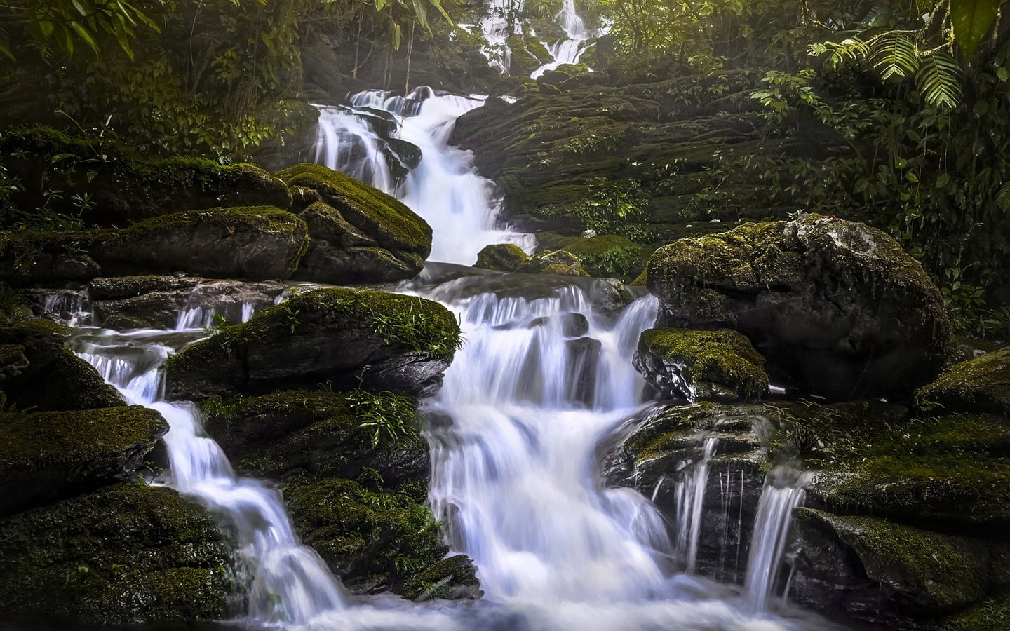 Обои река, природа, камни, водопад, мох, river, nature, stones, waterfall, moss разрешение 1920x1080 Загрузить