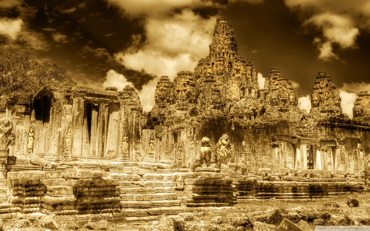 Обои храм, камбоджа, храмовый комплекс, ангкор-ват, пномпень, temple, cambodia, the temple complex, angkor wat, phnom penh разрешение 1920x1080 Загрузить