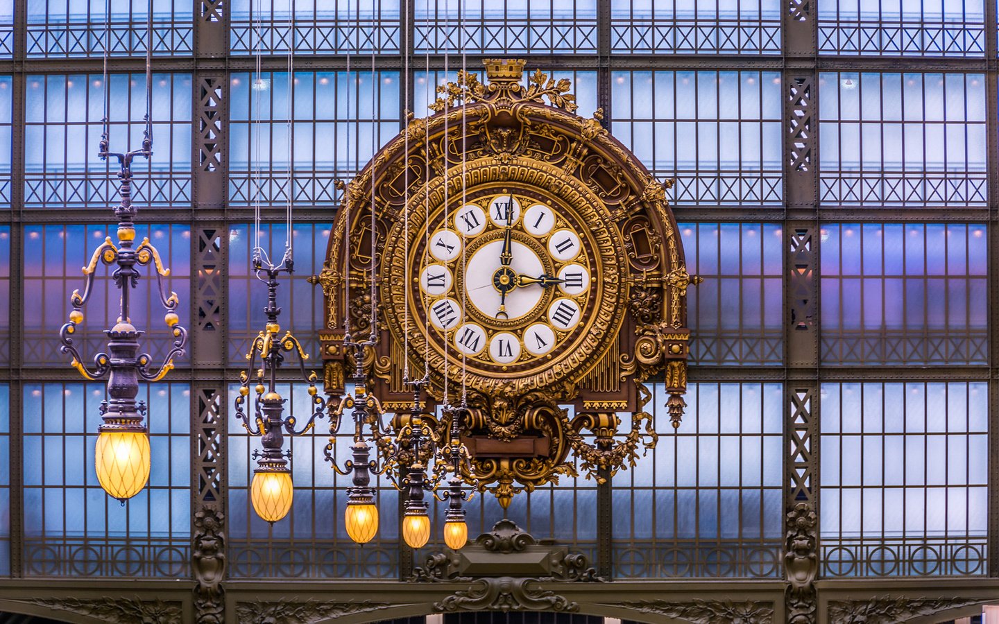 Обои фонари, часы, париж, франция, robert c. schmalle, музей орсе, lights, watch, paris, france, musee d'orsay разрешение 1920x1200 Загрузить