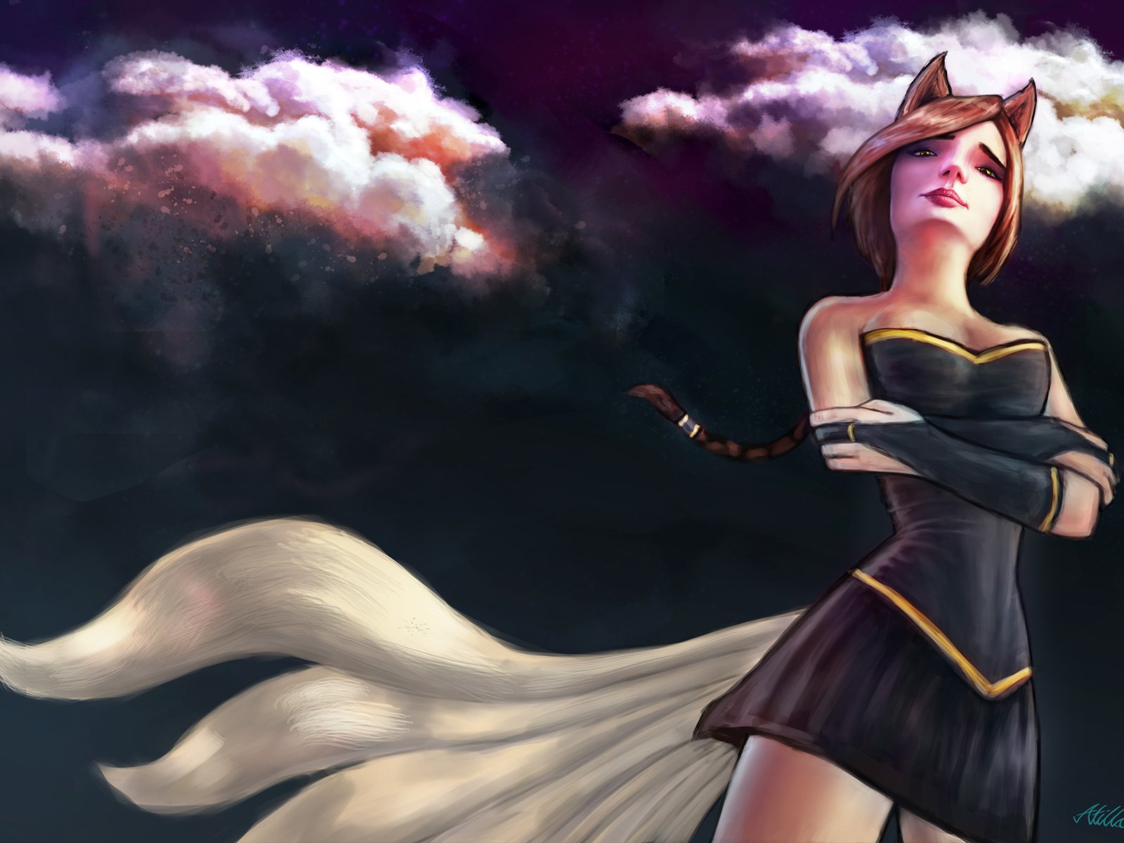 Обои арт, девушка, игра, ahri, лига легенд, art, girl, the game, league of legends разрешение 2000x1440 Загрузить