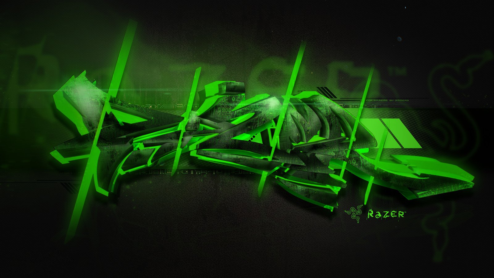 Обои razer, графитти, грин, graffiti, green разрешение 1920x1080 Загрузить