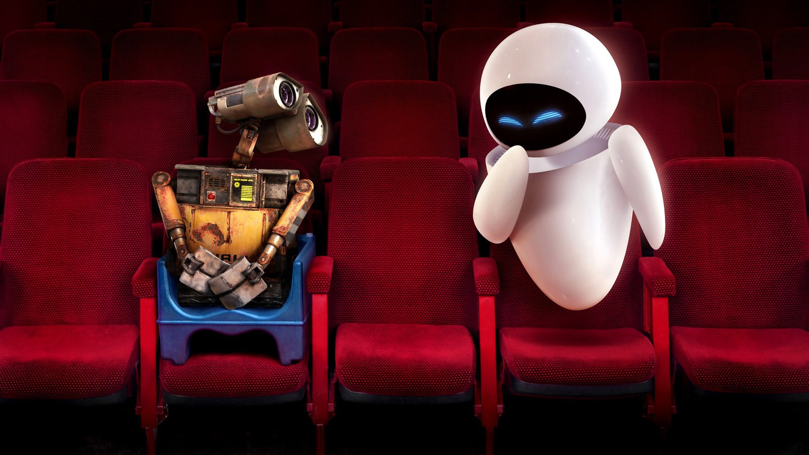 Обои красный, кресло, ева, кинотеатр, валл-и, red, chair, eva, cinema, wall-e разрешение 1920x1080 Загрузить