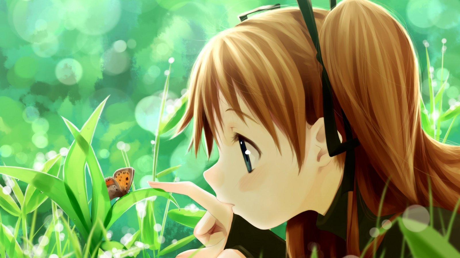 Обои трава, лето, бабочка, аниме, девочка, grass, summer, butterfly, anime, girl разрешение 2000x1412 Загрузить