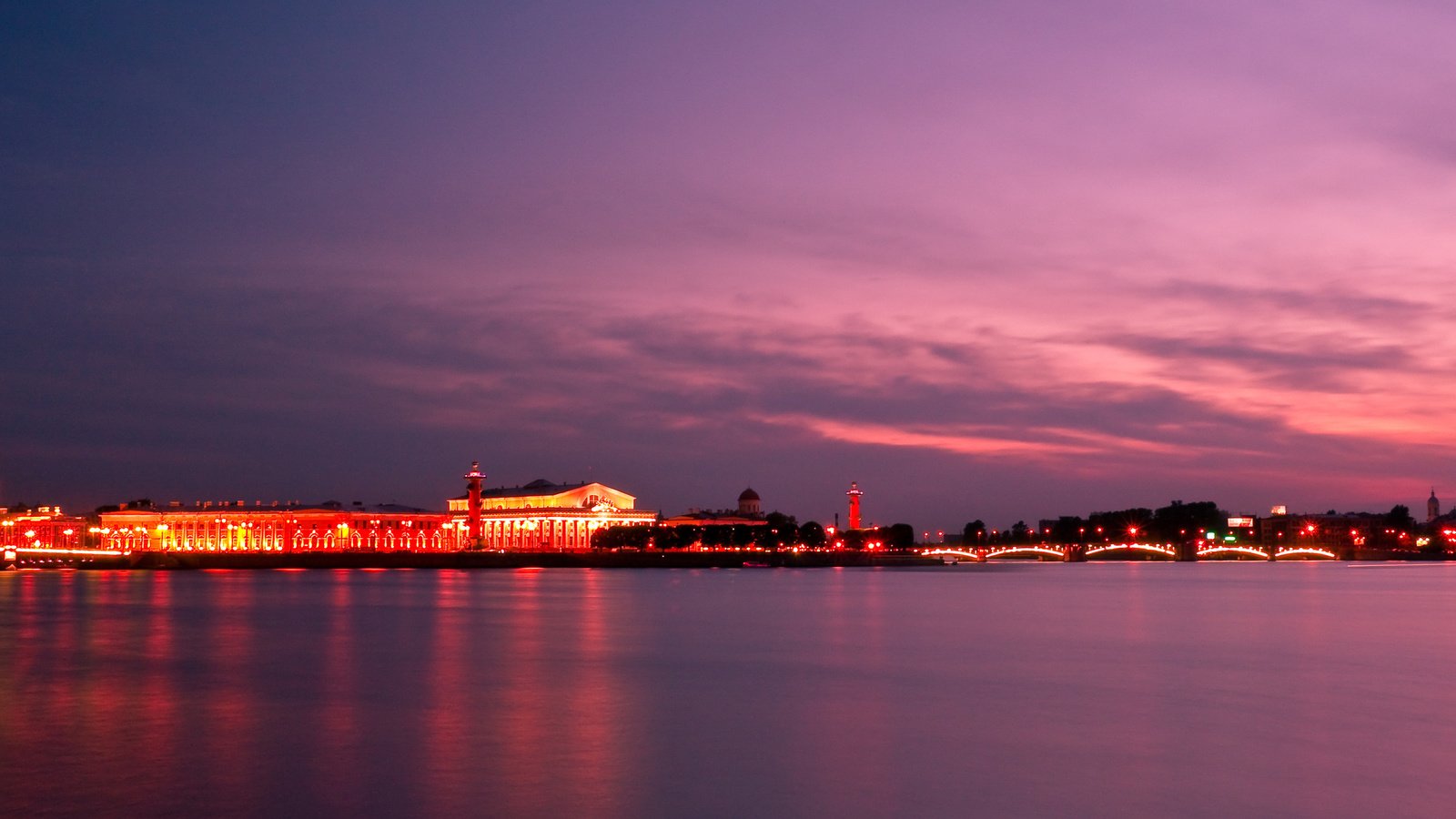 Обои огни, вечер, закат, город, санкт-петербург, питер, lights, the evening, sunset, the city, saint petersburg, peter разрешение 2560x1600 Загрузить