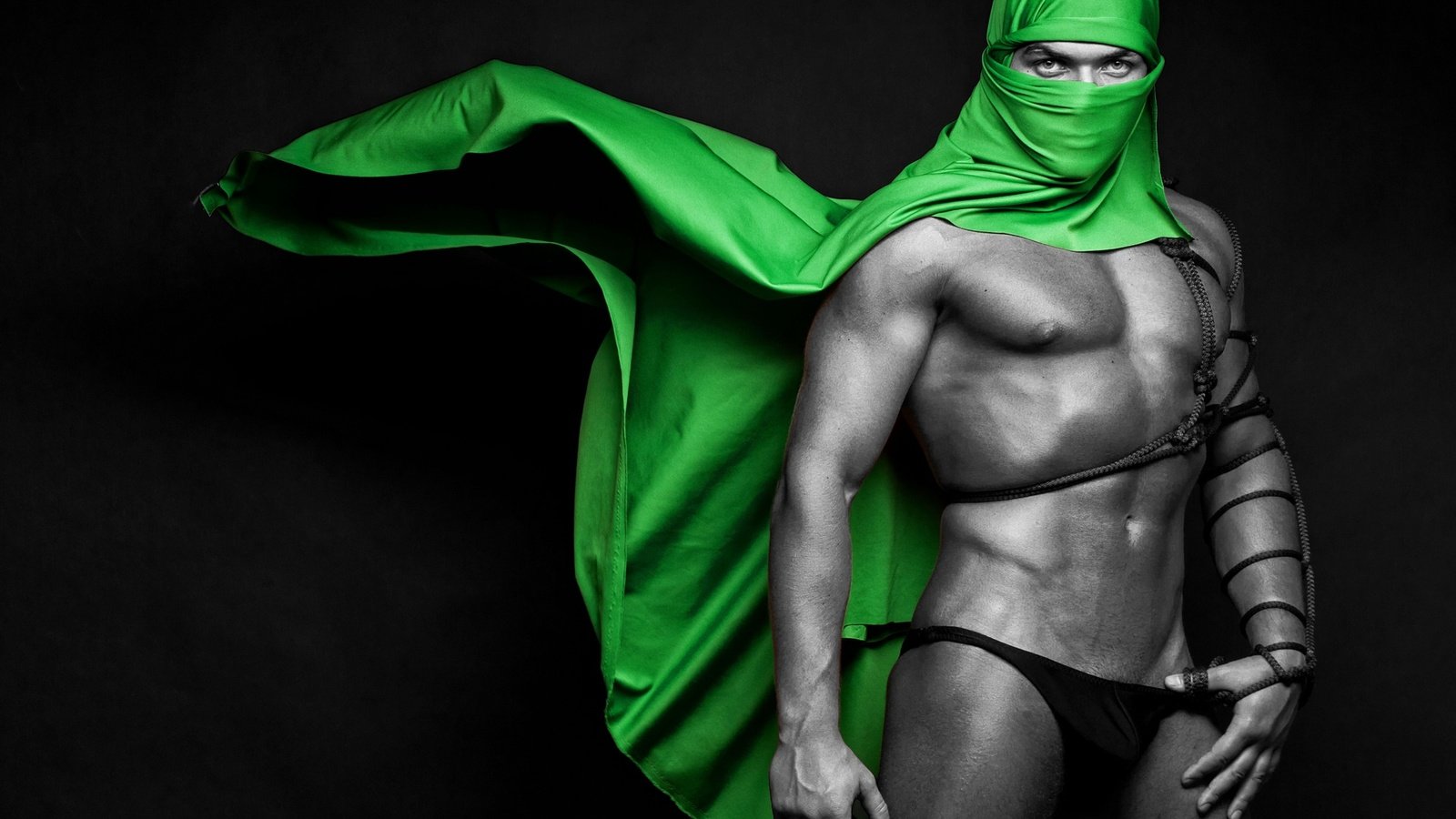 Обои зелёный, парень, фигура, платок, атлет, brawny male, green veil, green, guy, figure, shawl, athlete разрешение 1920x1080 Загрузить