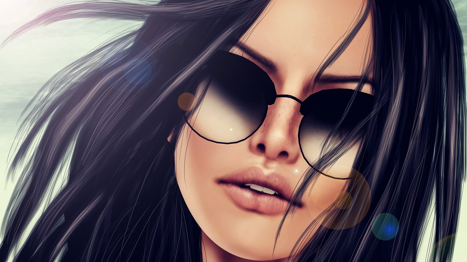 Обои девушка, фон, очки, волосы, губы, лицо, girl, background, glasses, hair, lips, face разрешение 1920x1200 Загрузить