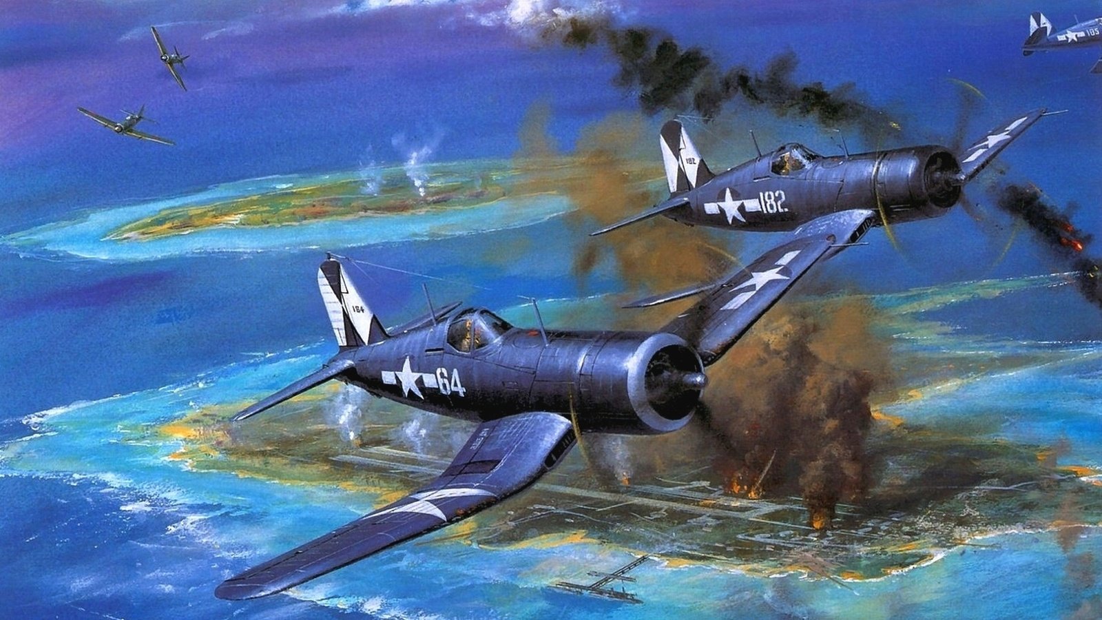 Обои небо, арт, самолеты, американские, f4u, корсар, the sky, art, aircraft, american, corsair разрешение 1920x1080 Загрузить