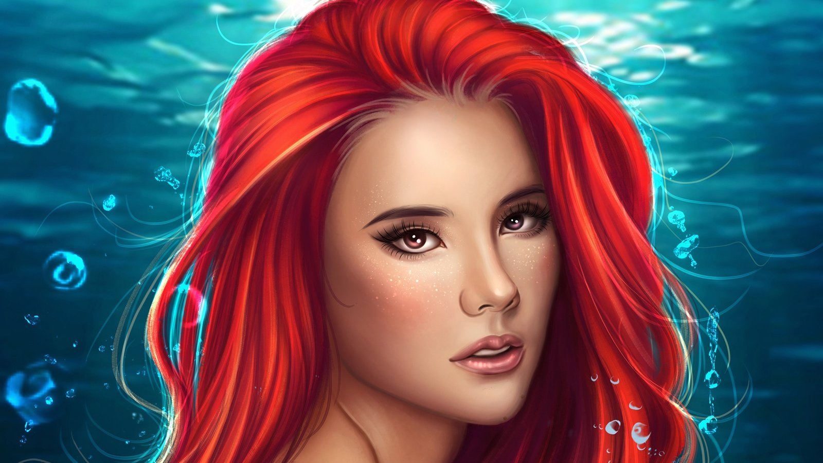 Обои вода, девушка, взгляд, русалка, ариель, water, girl, look, mermaid, ariel разрешение 2560x1581 Загрузить