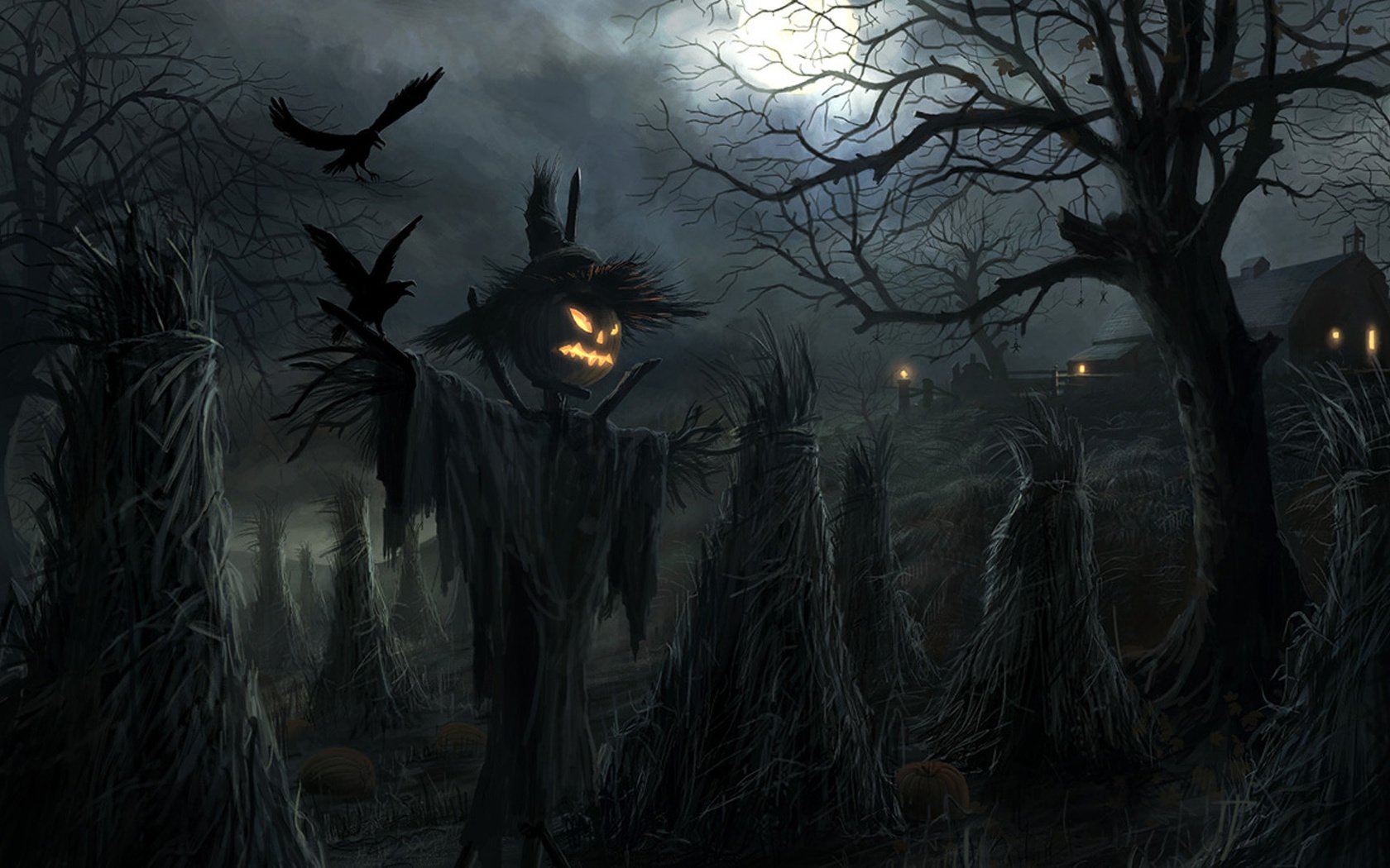 Обои хэллоуин, вороны, пугало, halloween, crows, scarecrow разрешение 1920x1080 Загрузить