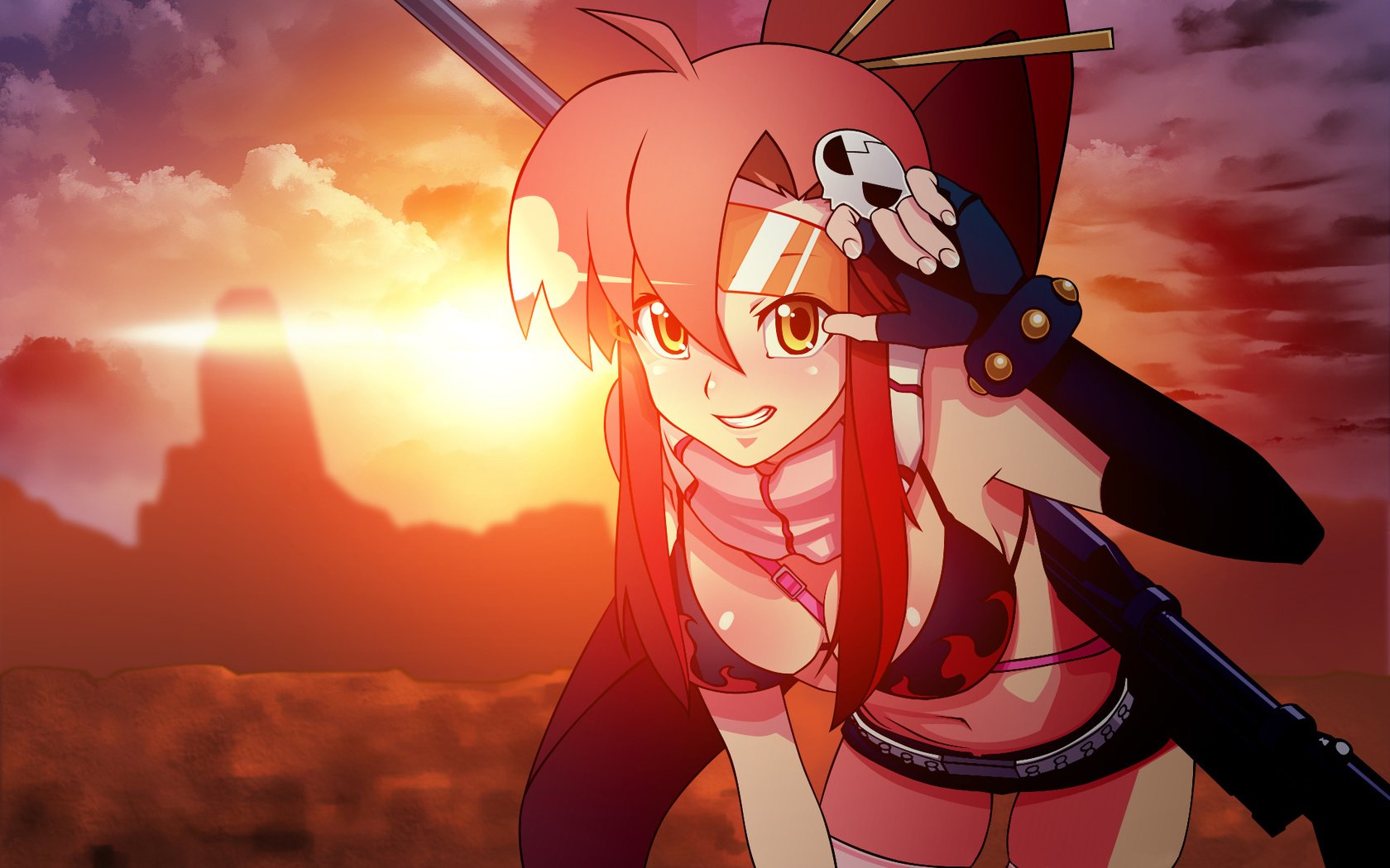 Обои закат, девушка, винтовка, gurren lagann, sunset, girl, rifle разрешение 1920x1200 Загрузить