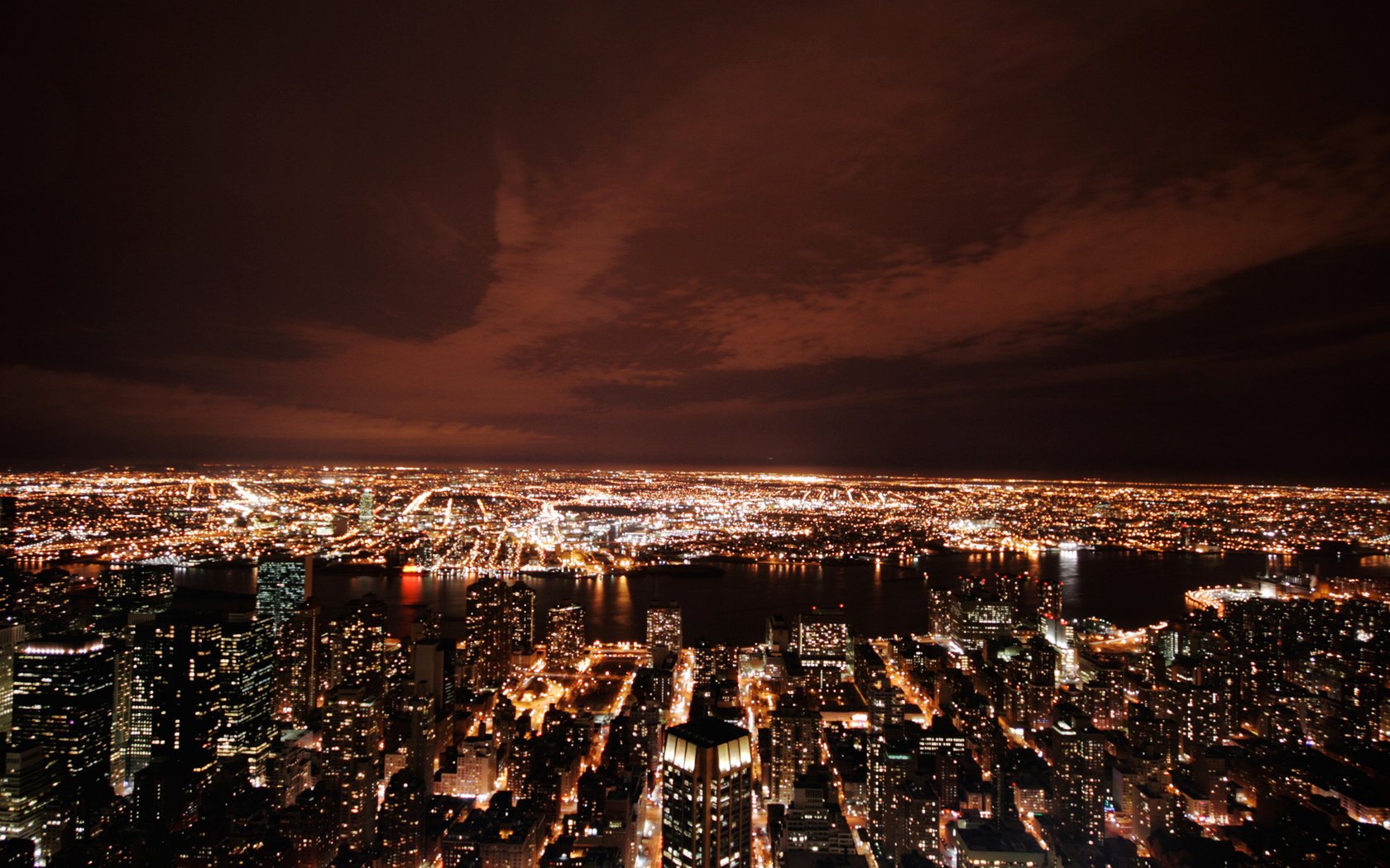 Обои панорама, вид сверху, америка, небоскребы, сша, нью-йорк, panorama, the view from the top, america, skyscrapers, usa, new york разрешение 1920x1440 Загрузить