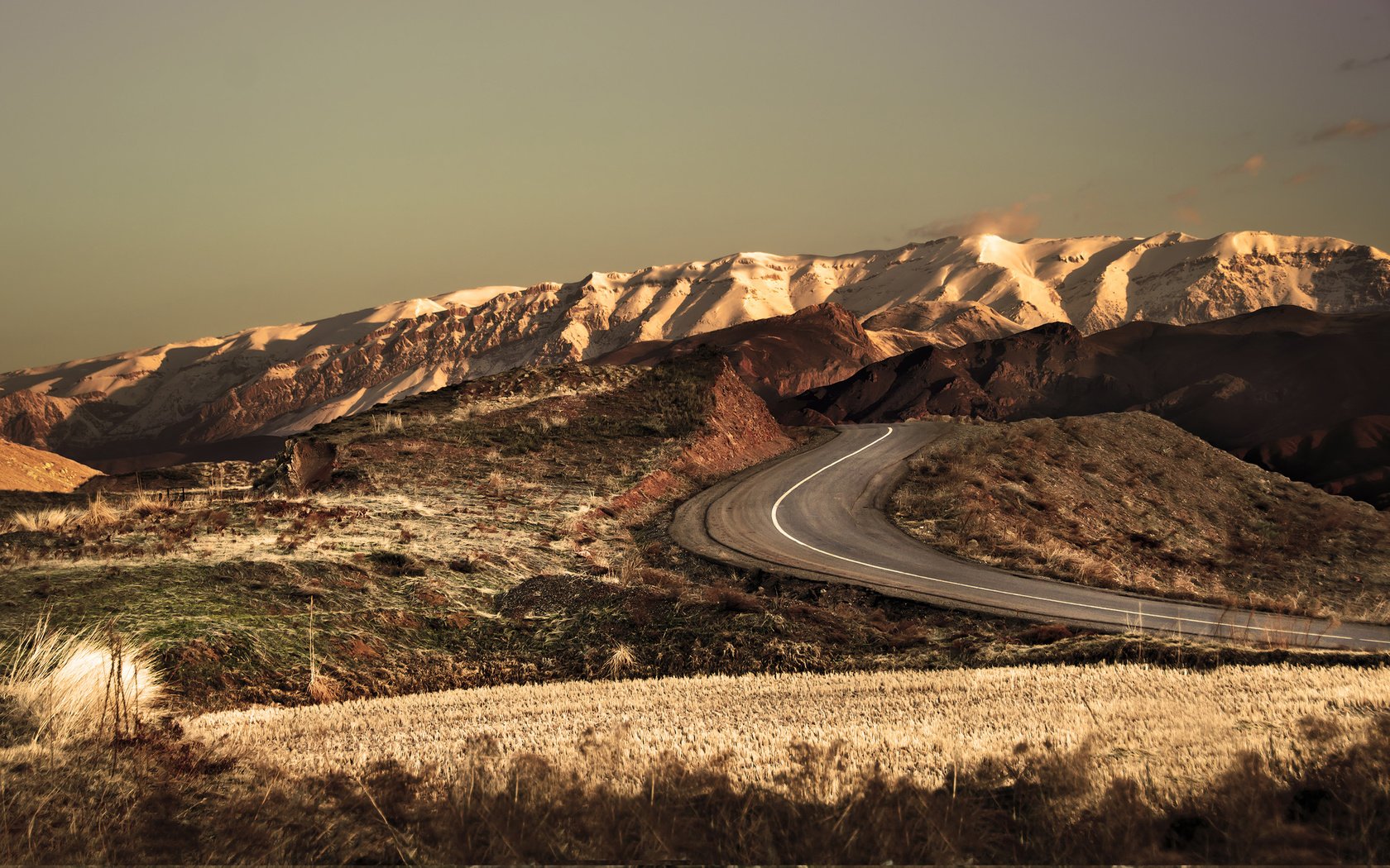 Обои дорога, горы, природа, поле, иран, road, mountains, nature, field, iran разрешение 2560x1600 Загрузить