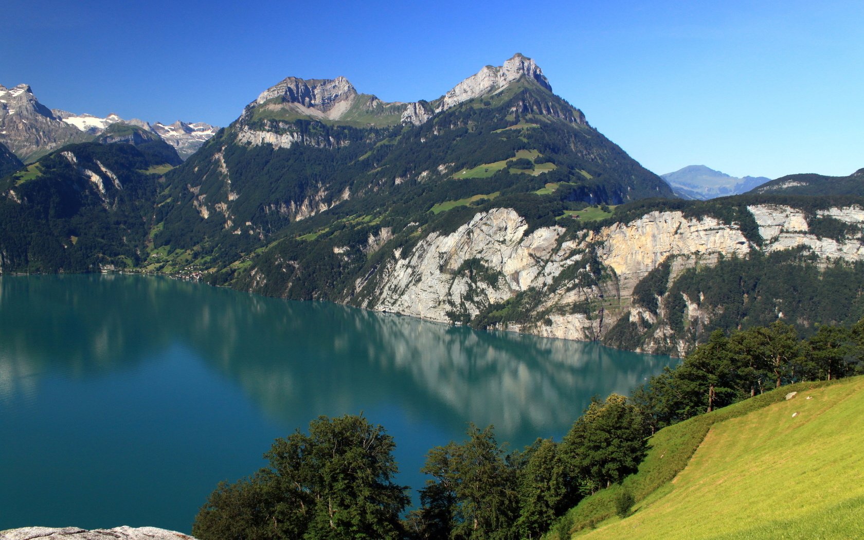 Обои озеро, горы, пейзаж, швейцария, morschach, lake, mountains, landscape, switzerland разрешение 2560x1600 Загрузить