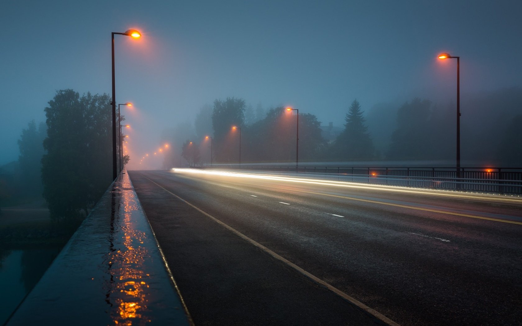 Обои дорога, ночь, фонари, road, night, lights разрешение 1920x1200 Загрузить