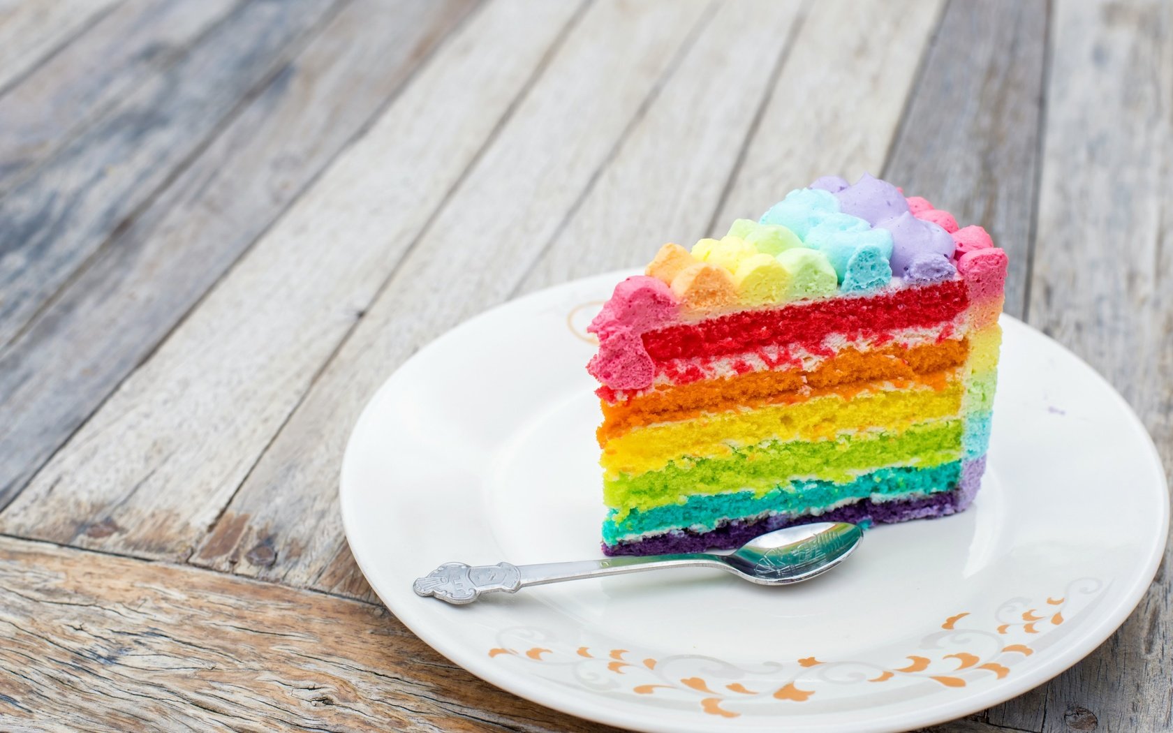 Обои радуга, разноцветный, тарелка, торт, ложка, кусок, слои, rainbow, colorful, plate, cake, spoon, piece, layers разрешение 2880x1800 Загрузить