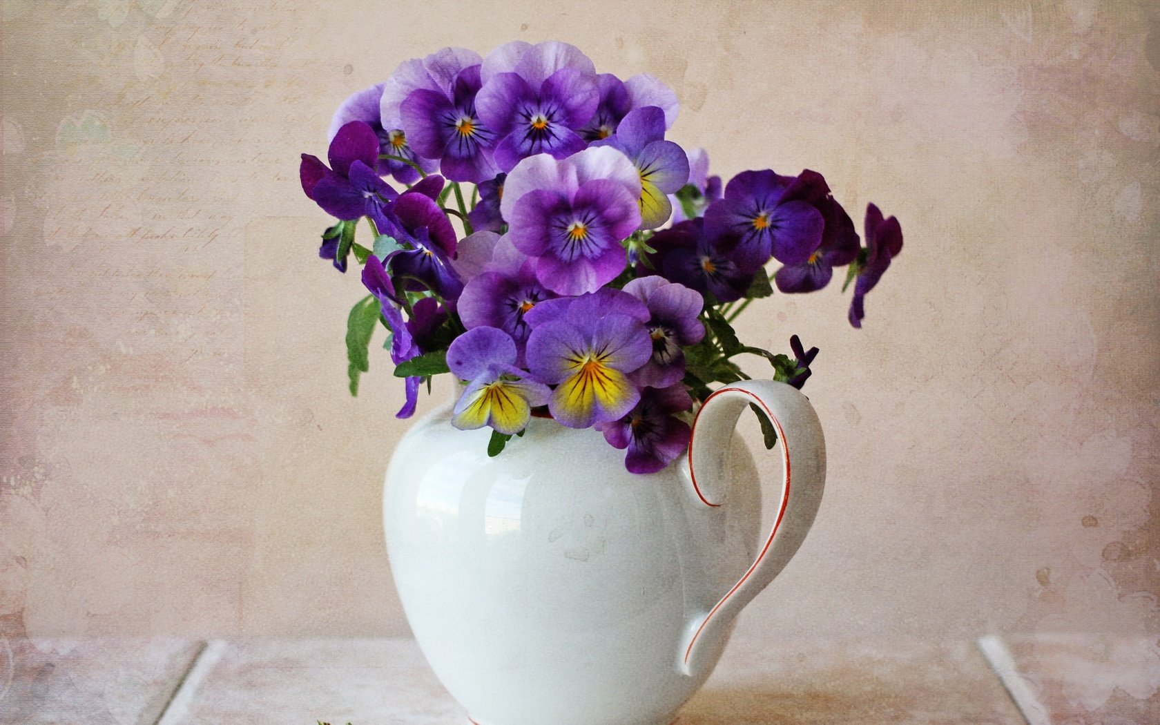 Обои букет, кувшин, анютины глазки, bouquet, pitcher, pansy разрешение 2560x1965 Загрузить