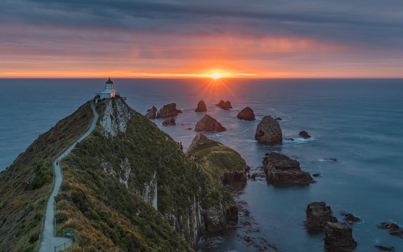 Обои скалы, закат, пейзаж, море, маяк, мыс, rocks, sunset, landscape, sea, lighthouse, cape разрешение 1920x1080 Загрузить