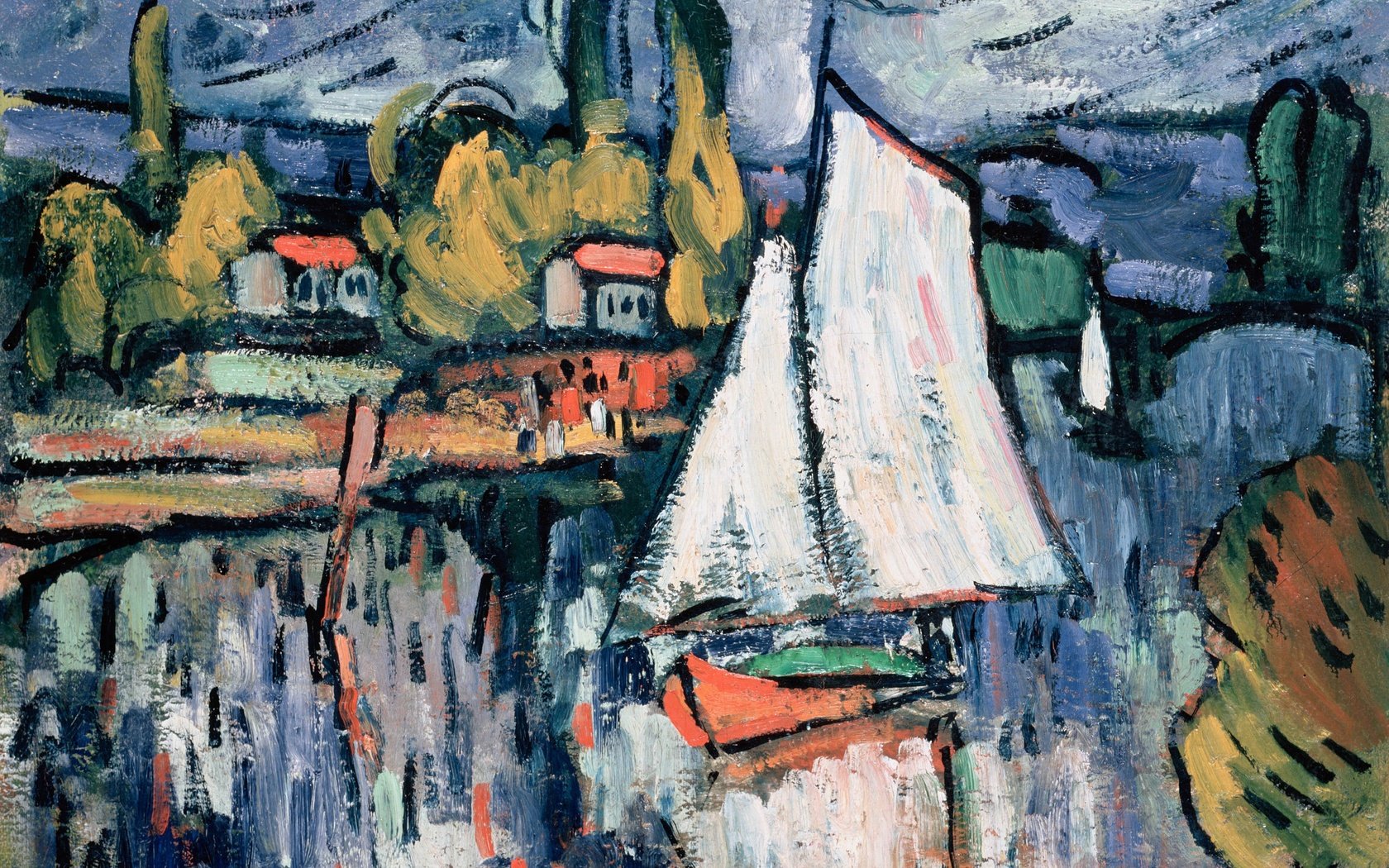 Обои картина, пейзаж, лодка, парус, морис де вламинк, вид сены, picture, landscape, boat, sail, maurice de vlaminck, view of the seine разрешение 4000x2905 Загрузить