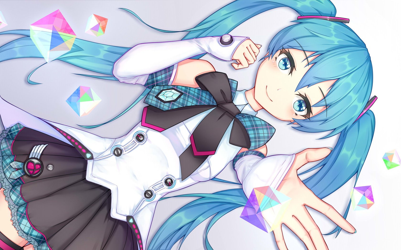 Обои смайл, голубые волосы, мику хацунэ, smile, blue hair, hatsune miku разрешение 1920x1080 Загрузить