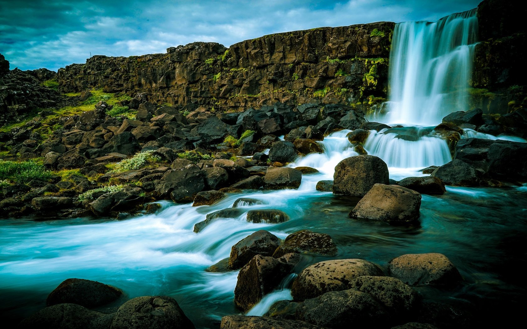 Обои камни, водопад, поток, исландия, stones, waterfall, stream, iceland разрешение 3840x2160 Загрузить