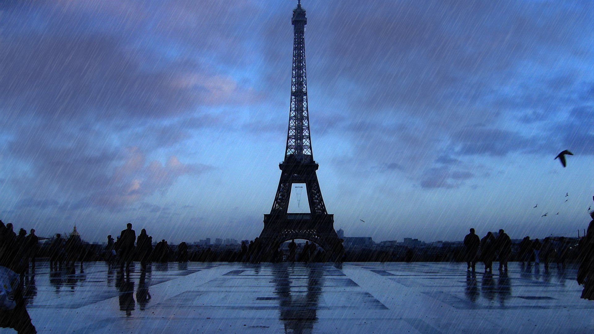 Обои дождь, эйфелева башня, rain, eiffel tower разрешение 1920x1200 Загрузить