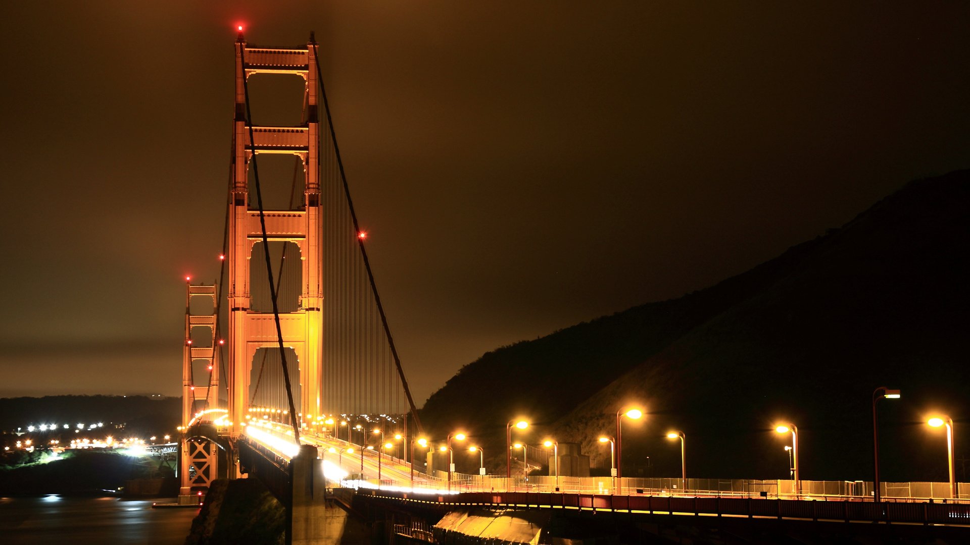 Обои дорога, ночь, фонари, мост, америка, road, night, lights, bridge, america разрешение 2560x1600 Загрузить