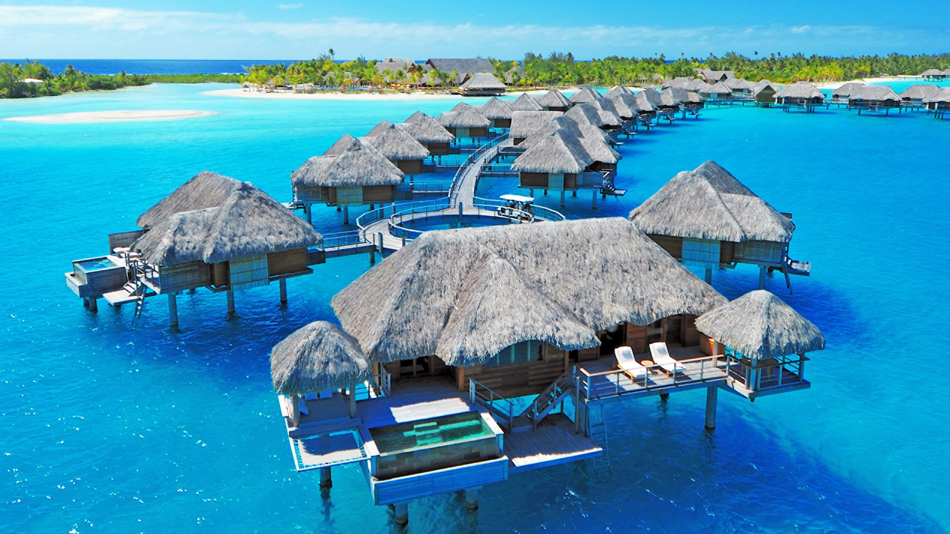 Обои море, остров, курорт, бунгало, тропики, мальдивы, sea, island, resort, bungalow, tropics, the maldives разрешение 2545x1902 Загрузить