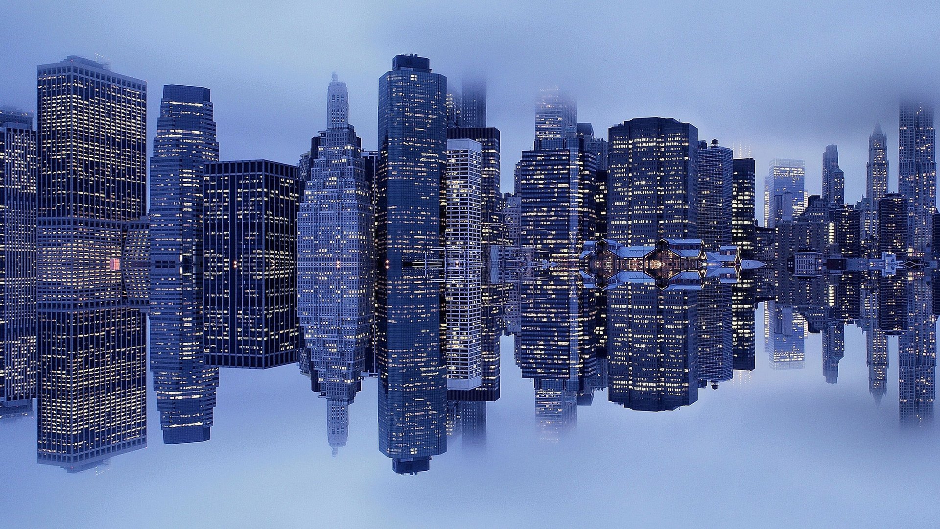 Обои отражение, туман, нью-йорк, гавань, манхеттен, reflection, fog, new york, harbour, manhattan разрешение 2048x1365 Загрузить