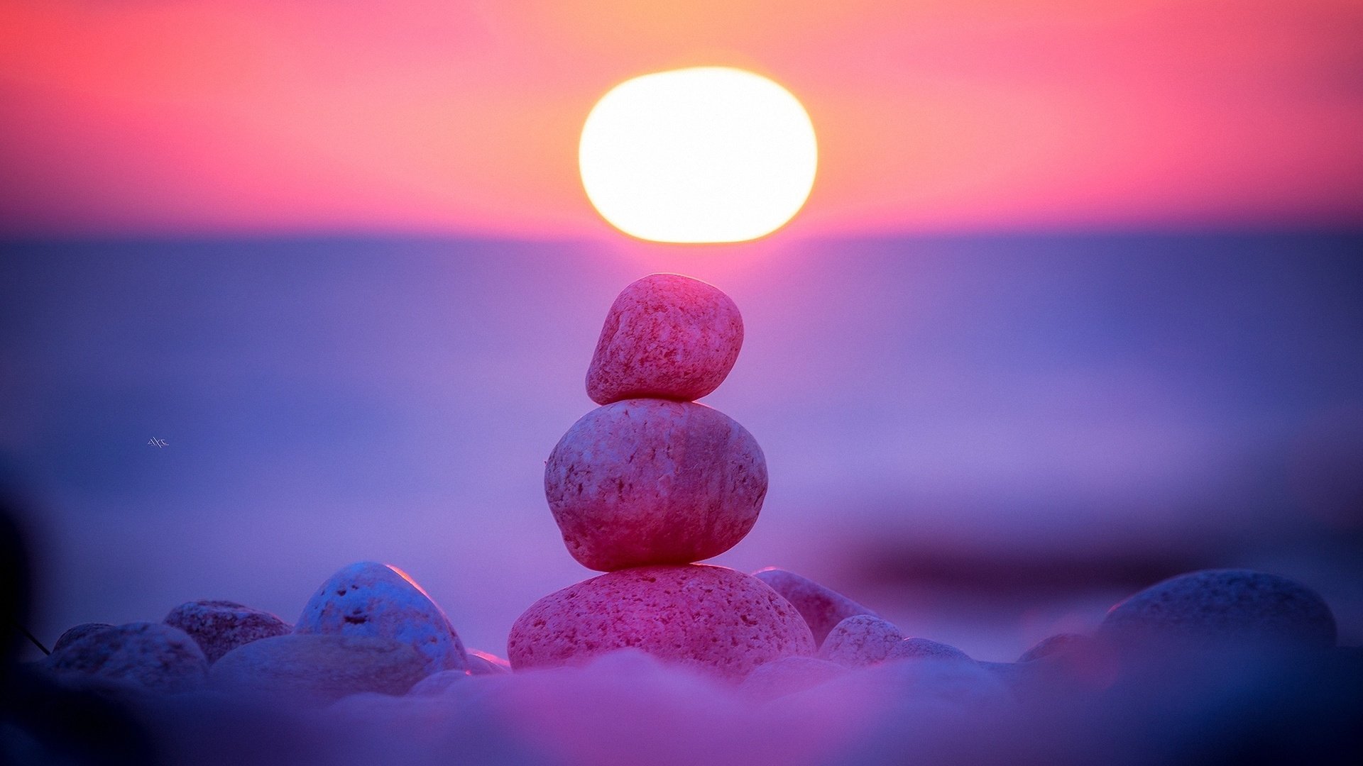 Обои камни, закат, фото, море, красивая, оригинальная, художественная, stones, sunset, photo, sea, beautiful, original, art разрешение 1920x1200 Загрузить