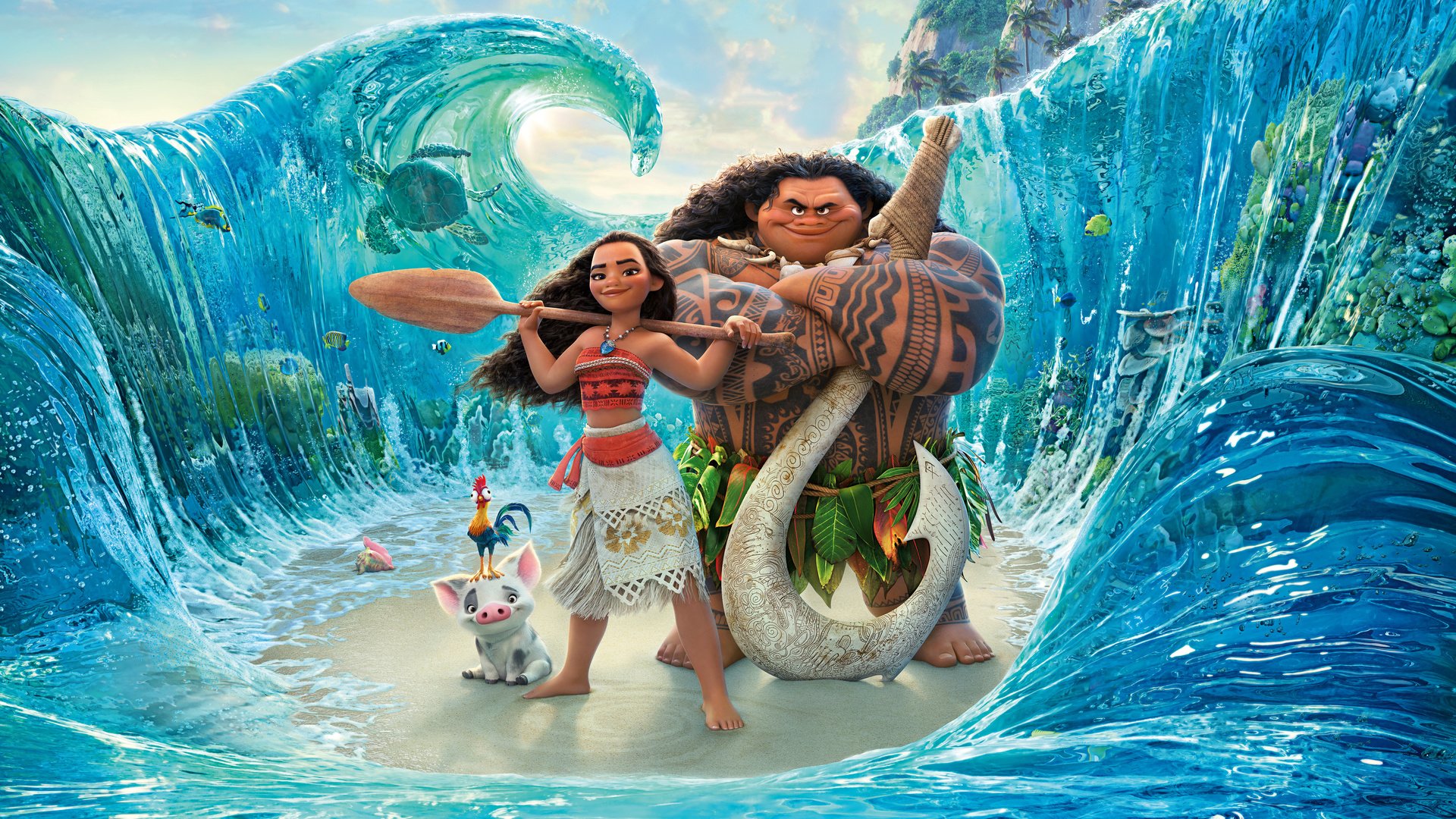 Обои дисней, моана, мауи, пуа, disney, moana, maui, pua разрешение 3840x2400 Загрузить