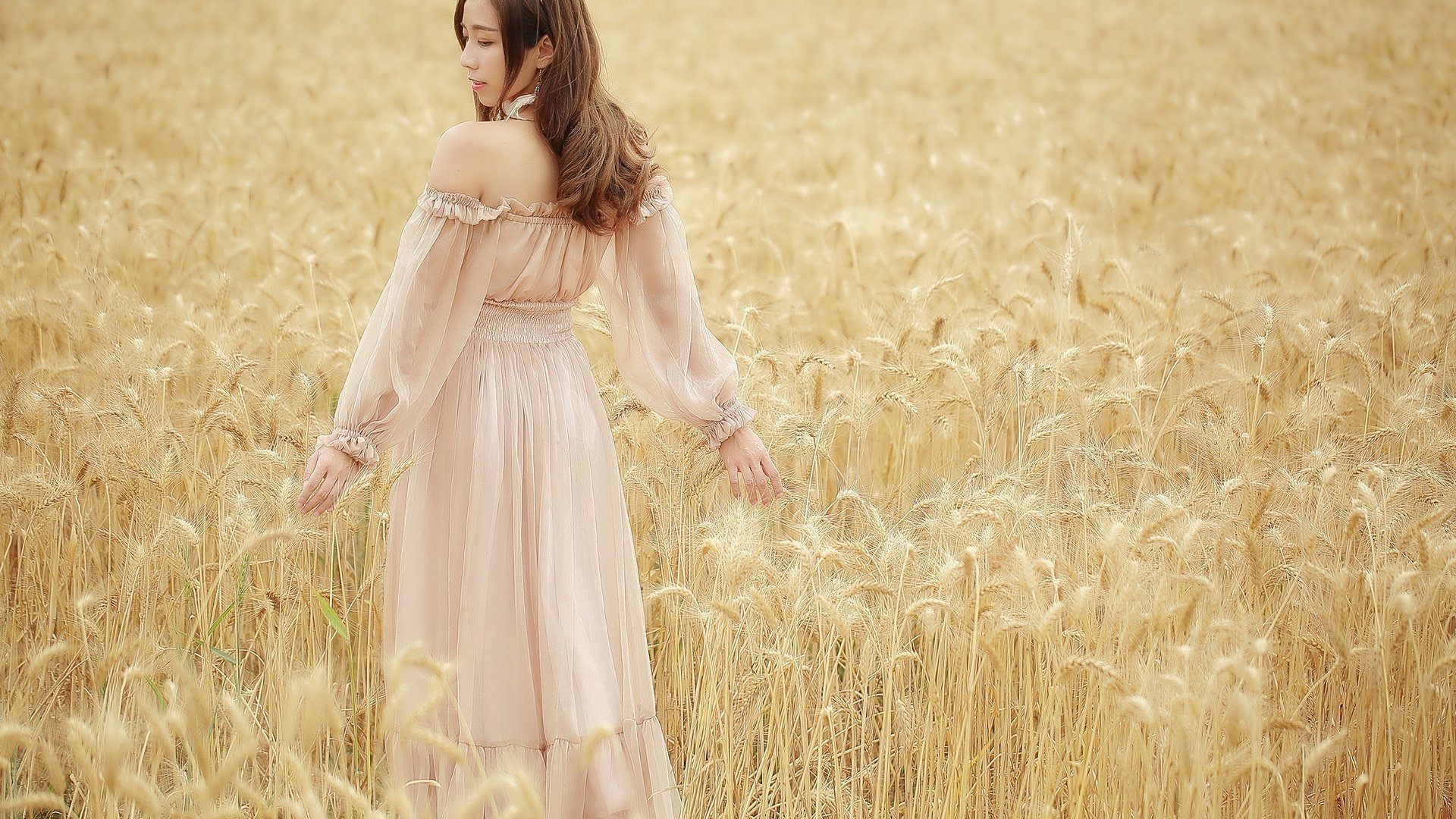 Обои девушка, настроение, поле, лето, колосья, пшеница, азиатка, girl, mood, field, summer, ears, wheat, asian разрешение 2048x1365 Загрузить